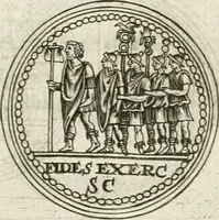 Picture 45 of 495 from Veterum Romanorum Religio castrametatio, disciplina militaris ut & balneae ex antiquis numismatibus & lapidibus demonstrata (1686), leaf 40