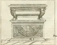 An illustration from Veterum Romanorum Religio castrametatio, disciplina militaris ut & balneae ex antiquis numismatibus & lapidibus demonstrata (1686)