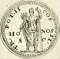An illustration from Veterum Romanorum Religio castrametatio, disciplina militaris ut & balneae ex antiquis numismatibus & lapidibus demonstrata (1686)