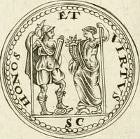 Picture 48 of 495 from Veterum Romanorum Religio castrametatio, disciplina militaris ut & balneae ex antiquis numismatibus & lapidibus demonstrata (1686), leaf 43