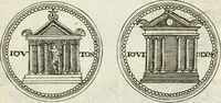 An illustration from Veterum Romanorum Religio castrametatio, disciplina militaris ut & balneae ex antiquis numismatibus & lapidibus demonstrata (1686)