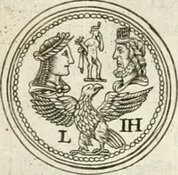 An illustration from Veterum Romanorum Religio castrametatio, disciplina militaris ut & balneae ex antiquis numismatibus & lapidibus demonstrata (1686)