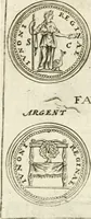 An illustration from Veterum Romanorum Religio castrametatio, disciplina militaris ut & balneae ex antiquis numismatibus & lapidibus demonstrata (1686)
