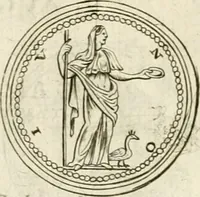An illustration from Veterum Romanorum Religio castrametatio, disciplina militaris ut & balneae ex antiquis numismatibus & lapidibus demonstrata (1686)