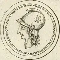 An illustration from Veterum Romanorum Religio castrametatio, disciplina militaris ut & balneae ex antiquis numismatibus & lapidibus demonstrata (1686)