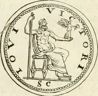 An illustration from Veterum Romanorum Religio castrametatio, disciplina militaris ut & balneae ex antiquis numismatibus & lapidibus demonstrata (1686)
