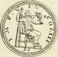 An illustration from Veterum Romanorum Religio castrametatio, disciplina militaris ut & balneae ex antiquis numismatibus & lapidibus demonstrata (1686)