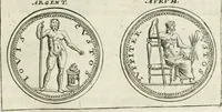 An illustration from Veterum Romanorum Religio castrametatio, disciplina militaris ut & balneae ex antiquis numismatibus & lapidibus demonstrata (1686)