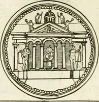 An illustration from Veterum Romanorum Religio castrametatio, disciplina militaris ut & balneae ex antiquis numismatibus & lapidibus demonstrata (1686)