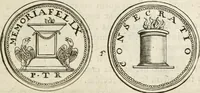 An illustration from Veterum Romanorum Religio castrametatio, disciplina militaris ut & balneae ex antiquis numismatibus & lapidibus demonstrata (1686)