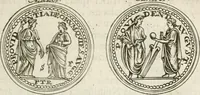 An illustration from Veterum Romanorum Religio castrametatio, disciplina militaris ut & balneae ex antiquis numismatibus & lapidibus demonstrata (1686)