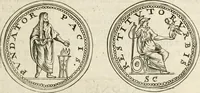 An illustration from Veterum Romanorum Religio castrametatio, disciplina militaris ut & balneae ex antiquis numismatibus & lapidibus demonstrata (1686)