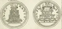 An illustration from Veterum Romanorum Religio castrametatio, disciplina militaris ut & balneae ex antiquis numismatibus & lapidibus demonstrata (1686)