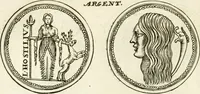 An illustration from Veterum Romanorum Religio castrametatio, disciplina militaris ut & balneae ex antiquis numismatibus & lapidibus demonstrata (1686)