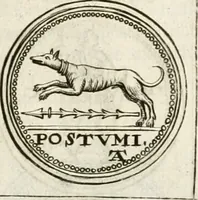 An illustration from Veterum Romanorum Religio castrametatio, disciplina militaris ut & balneae ex antiquis numismatibus & lapidibus demonstrata (1686)