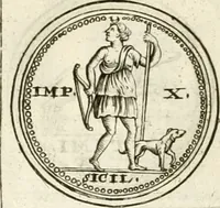 An illustration from Veterum Romanorum Religio castrametatio, disciplina militaris ut & balneae ex antiquis numismatibus & lapidibus demonstrata (1686)