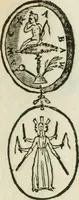 An illustration from Vetvstissimae tabvlae aeneae sacris aegyptiorum simulachris coelatae accurata explicatio : in qua antiquissimarum superstitionum origines, progressiones, ritus ad barbaram, graecam, romanamque historiam illustrandam enarrantur, & multa scriptorum veterum loca qua explanantur, qua emendantur (1605)