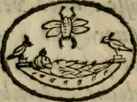 An illustration from Vetvstissimae tabvlae aeneae sacris aegyptiorum simulachris coelatae accurata explicatio : in qua antiquissimarum superstitionum origines, progressiones, ritus ad barbaram, graecam, romanamque historiam illustrandam enarrantur, & multa scriptorum veterum loca qua explanantur, qua emendantur (1605)