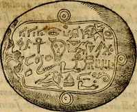 An illustration from Vetvstissimae tabvlae aeneae sacris Aegyptiorum simulachris coelatae accurata explicatio, in qua antiquissimarum superstitionum origines, progressiones, ritus ad barbaram, graecam, romanamque historiam illustrandam enarrantur, & multa scriptorum veterum loca qua explanantur, qua emendantur: (1605)