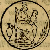 An illustration from Vetvstissimae tabvlae aeneae sacris Aegyptiorum simulachris coelatae accurata explicatio, in qua antiquissimarum superstitionum origines, progressiones, ritus ad barbaram, graecam, romanamque historiam illustrandam enarrantur, & multa scriptorum veterum loca qua explanantur, qua emendantur: (1605)