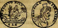 An illustration from Vetvstissimae tabvlae aeneae sacris Aegyptiorum simulachris coelatae accurata explicatio, in qua antiquissimarum superstitionum origines, progressiones, ritus ad barbaram, graecam, romanamque historiam illustrandam enarrantur, & multa scriptorum veterum loca qua explanantur, qua emendantur: (1605)