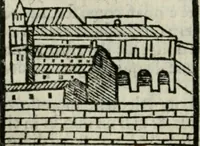 An illustration from Viaggio da Venetia al Santo Sepolcro, et al monte Sinai; col dissegno delle città, castelli, ville, chiese, monasterij, isole, porti, & fiumi, che sin là si ritrouano; et vna breue regola di quanto si dee osseruar nel detto viaggio, e quel che si paga da luoco à luoco, sì di dacij, come d'altre cose (1606)