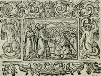 An illustration from Viaggio da Venetia al Santo Sepolcro, et al monte Sinai; col dissegno delle città, castelli, ville, chiese, monasterij, isole, porti, & fiumi, che sin là si ritrouano; et vna breue regola di quanto si dee osseruar nel detto viaggio, e quel che si paga da luoco à luoco, sì di dacij, come d'altre cose (1606)