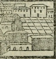 An illustration from Viaggio da Venetia al Santo Sepolcro, et al monte Sinai; col dissegno delle città, castelli, ville, chiese, monasterij, isole, porti, & fiumi, che sin là si ritrouano; et vna breue regola di quanto si dee osseruar nel detto viaggio, e quel che si paga da luoco à luoco, sì di dacij, come d'altre cose (1606)