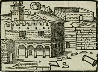 An illustration from Viaggio da Venetia al Santo Sepolcro, et al monte Sinai; col dissegno delle città, castelli, ville, chiese, monasterij, isole, porti, & fiumi, che sin là si ritrouano; et vna breue regola di quanto si dee osseruar nel detto viaggio, e quel che si paga da luoco à luoco, sì di dacij, come d'altre cose (1606)
