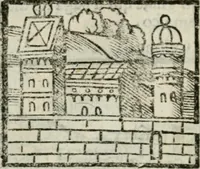 An illustration from Viaggio da Venetia al Santo Sepolcro, et al monte Sinai; col dissegno delle città, castelli, ville, chiese, monasterij, isole, porti, & fiumi, che sin là si ritrouano; et vna breue regola di quanto si dee osseruar nel detto viaggio, e quel che si paga da luoco à luoco, sì di dacij, come d'altre cose (1606)