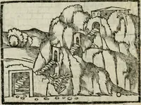 An illustration from Viaggio da Venetia al Santo Sepolcro, et al monte Sinai; col dissegno delle città, castelli, ville, chiese, monasterij, isole, porti, & fiumi, che sin là si ritrouano; et vna breue regola di quanto si dee osseruar nel detto viaggio, e quel che si paga da luoco à luoco, sì di dacij, come d'altre cose (1606)