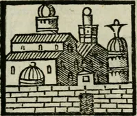 An illustration from Viaggio da Venetia al Santo Sepolcro, et al monte Sinai; col dissegno delle città, castelli, ville, chiese, monasterij, isole, porti, & fiumi, che sin là si ritrouano; et vna breue regola di quanto si dee osseruar nel detto viaggio, e quel che si paga da luoco à luoco, sì di dacij, come d'altre cose (1606)