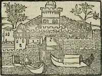 Picture 122 of 161 from Viaggio da Venetia al Santo Sepolcro, et al monte Sinai; col dissegno delle città, castelli, ville, chiese, monasterij, isole, porti, & fiumi, che sin là si ritrouano; et vna breue regola di quanto si dee osseruar nel detto viaggio, e quel che si paga da luoco à luoco, sì di dacij, come d'altre cose (1606), leaf 137