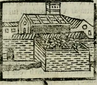 An illustration from Viaggio da Venetia al Santo Sepolcro, et al monte Sinai; col dissegno delle città, castelli, ville, chiese, monasterij, isole, porti, & fiumi, che sin là si ritrouano; et vna breue regola di quanto si dee osseruar nel detto viaggio, e quel che si paga da luoco à luoco, sì di dacij, come d'altre cose (1606)