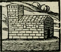 An illustration from Viaggio da Venetia al Santo Sepolcro, et al monte Sinai; col dissegno delle città, castelli, ville, chiese, monasterij, isole, porti, & fiumi, che sin là si ritrouano; et vna breue regola di quanto si dee osseruar nel detto viaggio, e quel che si paga da luoco à luoco, sì di dacij, come d'altre cose (1606)