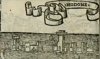 An illustration from Viaggio da Venetia al Santo Sepolcro, et al monte Sinai; col dissegno delle città, castelli, ville, chiese, monasterij, isole, porti, & fiumi, che sin là si ritrouano; et vna breue regola di quanto si dee osseruar nel detto viaggio, e quel che si paga da luoco à luoco, sì di dacij, come d'altre cose (1606)