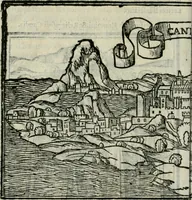 An illustration from Viaggio da Venetia al Santo Sepolcro, et al monte Sinai; col dissegno delle città, castelli, ville, chiese, monasterij, isole, porti, & fiumi, che sin là si ritrouano; et vna breue regola di quanto si dee osseruar nel detto viaggio, e quel che si paga da luoco à luoco, sì di dacij, come d'altre cose (1606)