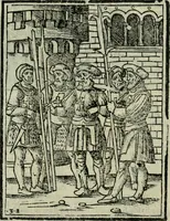 An illustration from Viaggio da Venetia al Santo Sepolcro, et al monte Sinai; col dissegno delle città, castelli, ville, chiese, monasterij, isole, porti, & fiumi, che sin là si ritrouano; et vna breue regola di quanto si dee osseruar nel detto viaggio, e quel che si paga da luoco à luoco, sì di dacij, come d'altre cose (1606)