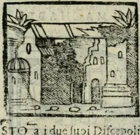 An illustration from Viaggio da Venetia al Santo Sepolcro, et al monte Sinai; col dissegno delle città, castelli, ville, chiese, monasterij, isole, porti, & fiumi, che sin là si ritrouano; et vna breue regola di quanto si dee osseruar nel detto viaggio, e quel che si paga da luoco à luoco, sì di dacij, come d'altre cose (1606)