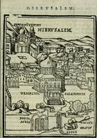 An illustration from Viaggio da Venetia al Santo Sepolcro, et al monte Sinai; col dissegno delle città, castelli, ville, chiese, monasterij, isole, porti, & fiumi, che sin là si ritrouano; et vna breue regola di quanto si dee osseruar nel detto viaggio, e quel che si paga da luoco à luoco, sì di dacij, come d'altre cose (1606)