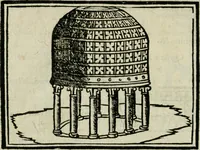 An illustration from Viaggio da Venetia al Santo Sepolcro, et al monte Sinai; col dissegno delle città, castelli, ville, chiese, monasterij, isole, porti, & fiumi, che sin là si ritrouano; et vna breue regola di quanto si dee osseruar nel detto viaggio, e quel che si paga da luoco à luoco, sì di dacij, come d'altre cose (1606)