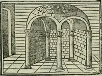 An illustration from Viaggio da Venetia al Santo Sepolcro, et al monte Sinai; col dissegno delle città, castelli, ville, chiese, monasterij, isole, porti, & fiumi, che sin là si ritrouano; et vna breue regola di quanto si dee osseruar nel detto viaggio, e quel che si paga da luoco à luoco, sì di dacij, come d'altre cose (1606)
