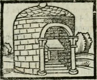 An illustration from Viaggio da Venetia al Santo Sepolcro, et al monte Sinai; col dissegno delle città, castelli, ville, chiese, monasterij, isole, porti, & fiumi, che sin là si ritrouano; et vna breue regola di quanto si dee osseruar nel detto viaggio, e quel che si paga da luoco à luoco, sì di dacij, come d'altre cose (1606)