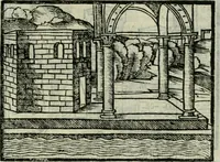An illustration from Viaggio da Venetia al Santo Sepolcro, et al monte Sinai; col dissegno delle città, castelli, ville, chiese, monasterij, isole, porti, & fiumi, che sin là si ritrouano; et vna breue regola di quanto si dee osseruar nel detto viaggio, e quel che si paga da luoco à luoco, sì di dacij, come d'altre cose (1606)