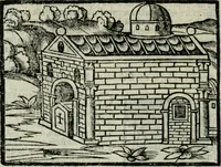 An illustration from Viaggio da Venetia al Santo Sepolcro, et al monte Sinai; col dissegno delle città, castelli, ville, chiese, monasterij, isole, porti, & fiumi, che sin là si ritrouano; et vna breue regola di quanto si dee osseruar nel detto viaggio, e quel che si paga da luoco à luoco, sì di dacij, come d'altre cose (1606)