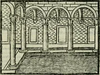 An illustration from Viaggio da Venetia al Santo Sepolcro, et al monte Sinai; col dissegno delle città, castelli, ville, chiese, monasterij, isole, porti, & fiumi, che sin là si ritrouano; et vna breue regola di quanto si dee osseruar nel detto viaggio, e quel che si paga da luoco à luoco, sì di dacij, come d'altre cose (1606)