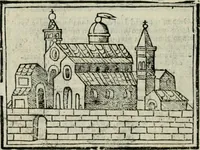 An illustration from Viaggio da Venetia al Santo Sepolcro, et al monte Sinai; col dissegno delle città, castelli, ville, chiese, monasterij, isole, porti, & fiumi, che sin là si ritrouano; et vna breue regola di quanto si dee osseruar nel detto viaggio, e quel che si paga da luoco à luoco, sì di dacij, come d'altre cose (1606)