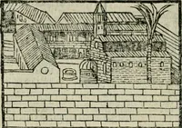 An illustration from Viaggio da Venetia al Santo Sepolcro, et al monte Sinai; col dissegno delle città, castelli, ville, chiese, monasterij, isole, porti, & fiumi, che sin là si ritrouano; et vna breue regola di quanto si dee osseruar nel detto viaggio, e quel che si paga da luoco à luoco, sì di dacij, come d'altre cose (1606)