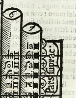 An illustration from Via retta della voce corale (1671)