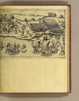 An illustration from Vierte Schiffart. Warhafftige Historien. Einer wunderbaren Schiffart, welche Ulrich Schmidel von Straubing, von Anno 1534. biss Anno 1554, in Americam oder Neuwewelt, bey Brasilia vnd Rio della Plata gethan. : Was er in diesen neuntzehen Jahren aussgestanden, vn[d] was für seltzame wunderbare Länder vnd Leut er gesehen: durch ermelten Schmidel selbst beschrieben, an jetzt aber an Tag geben mit Verbesserung vnd Corrigierung der Stätt, Länder vnd Flüss Namen, dessgleichen mit einer nothwendigen Landtaffel, Figuren, vnd anderer mehr Erklerung, gezieret, (1602)